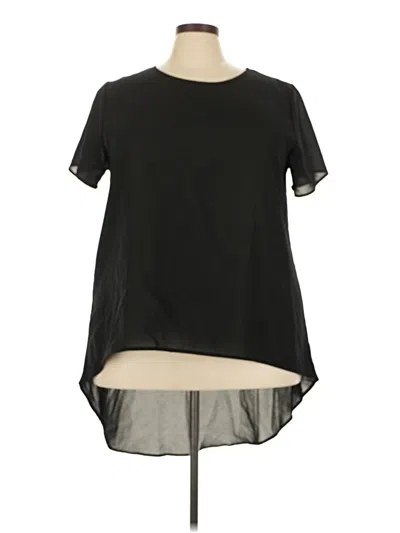 Pre-owned Shein Curve Short Sleeve Top Black Keyhole Neckline Tops