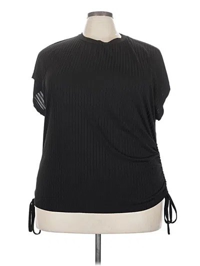 Pre-owned Shein Curve Short Sleeve Top Black One Shoulder Neckline Tops