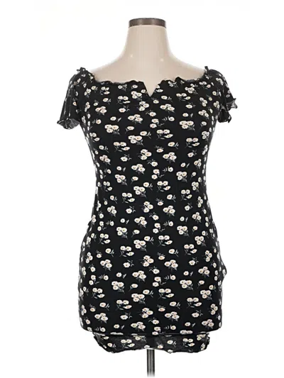 Pre-owned Shein Curve Short Sleeve Top Black Sweetheart Neckline Tops