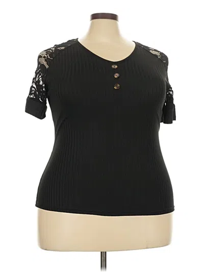 Pre-owned Shein Curve Short Sleeve Top Black Sweetheart Neckline Tops