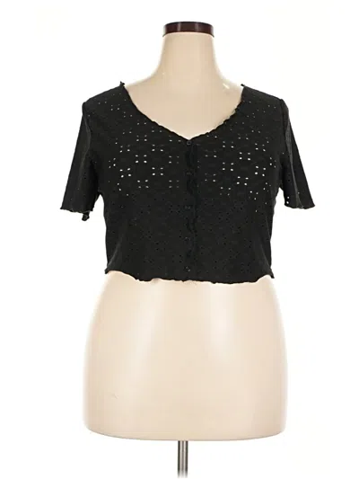 Pre-owned Shein Curve Short Sleeve Top Black Sweetheart Neckline Tops