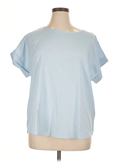 Pre-owned Shein Curve Short Sleeve Top Blue Crew Neck Tops