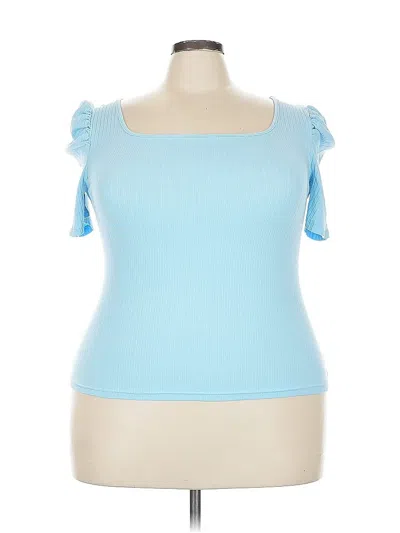 Pre-owned Shein Curve Short Sleeve Top Blue Sweetheart Neckline Tops