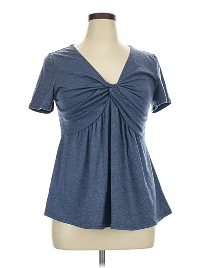 Pre-owned Shein Curve Short Sleeve Top Blue Sweetheart Neckline Tops