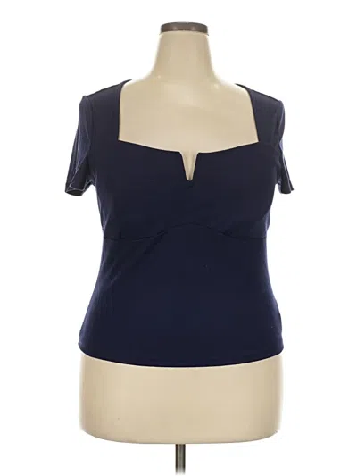 Pre-owned Shein Curve Short Sleeve Top Blue Sweetheart Neckline Tops