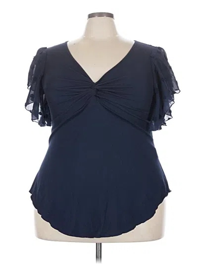 Pre-owned Shein Curve Short Sleeve Top Blue Sweetheart Neckline Tops