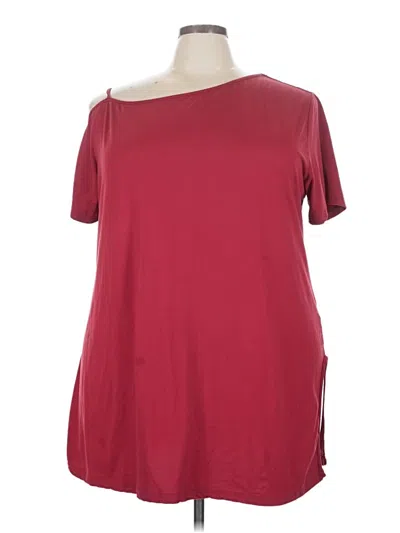 Pre-owned Shein Curve Short Sleeve Top Burgundy One Shoulder Neckline Tops