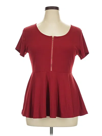Pre-owned Shein Curve Short Sleeve Top Burgundy Sweetheart Neckline Tops