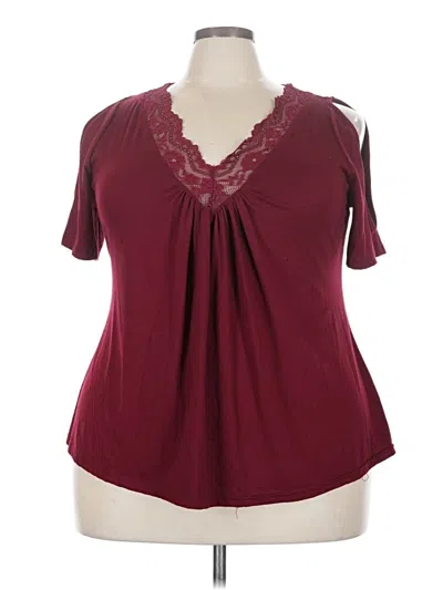 Pre-owned Shein Curve Short Sleeve Top Burgundy Sweetheart Neckline Tops