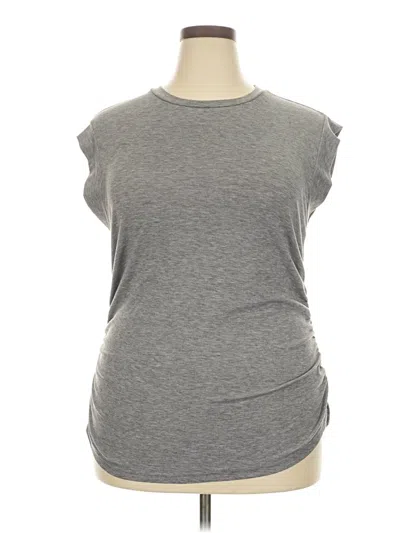 Pre-owned Shein Curve Short Sleeve Top Gray Crew Neck Tops