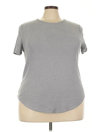 Pre-owned Shein Curve Short Sleeve Top Gray Crew Neck Tops