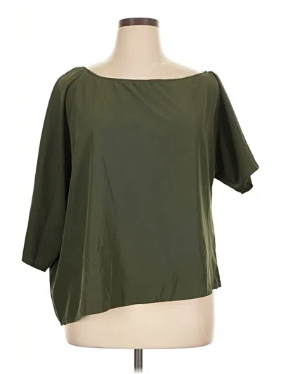 Pre-owned Shein Curve Short Sleeve Top Green One Shoulder Neckline Tops
