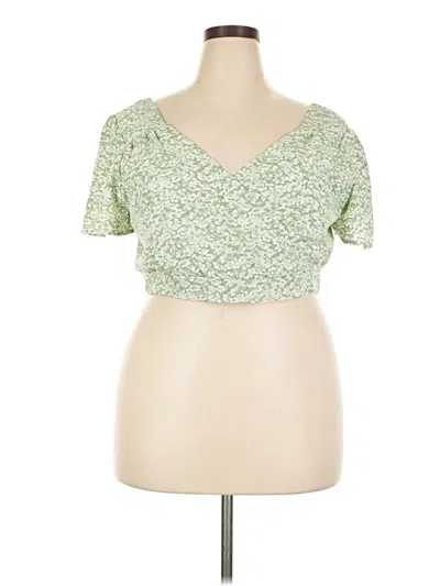 Pre-owned Shein Curve Short Sleeve Top Green Sweetheart Neckline Tops
