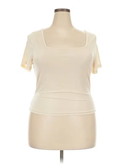 Pre-owned Shein Curve Short Sleeve Top Ivory Sweetheart Neckline Tops