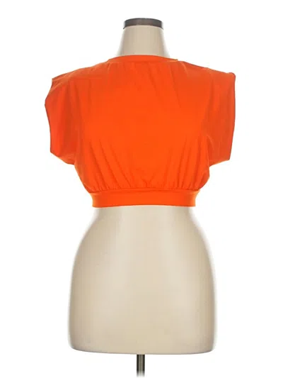 Pre-owned Shein Curve Short Sleeve Top Orange Halter Neckline Tops