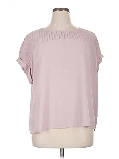Pre-owned Shein Curve Short Sleeve Top Pink Mock Neckline Tops