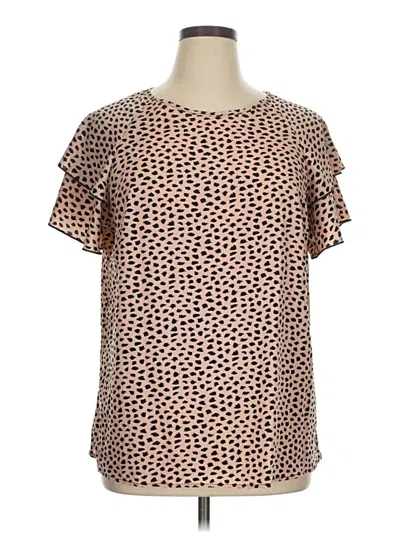 Pre-owned Shein Curve Short Sleeve Top Pink Square Neckline Tops
