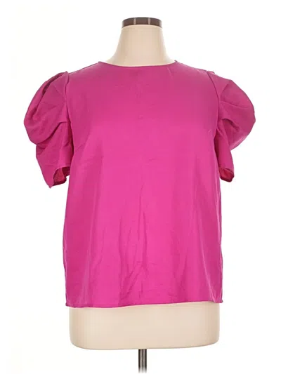 Pre-owned Shein Curve Short Sleeve Top Pink Sweetheart Neckline Tops