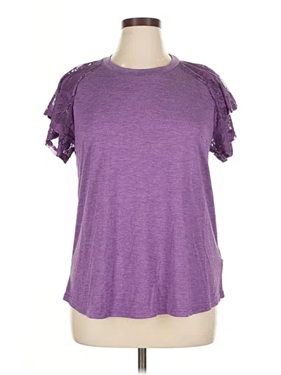 Pre-owned Shein Curve Short Sleeve Top Purple Cold Shoulder Neckline Tops