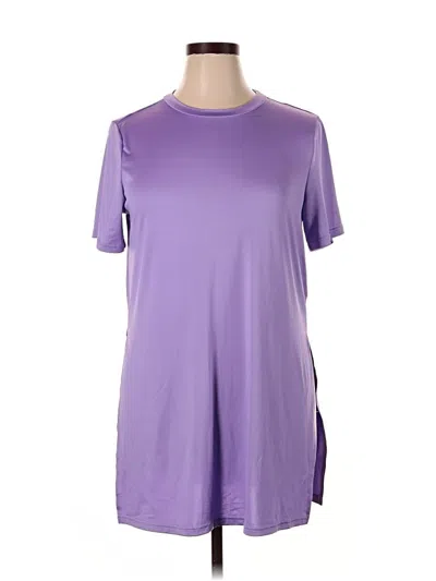 Pre-owned Shein Curve Short Sleeve Top Purple Crew Neck Tops