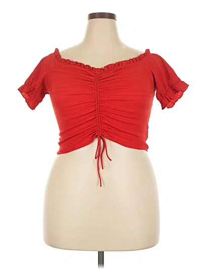Pre-owned Shein Curve Short Sleeve Top Red Sweetheart Neckline Tops