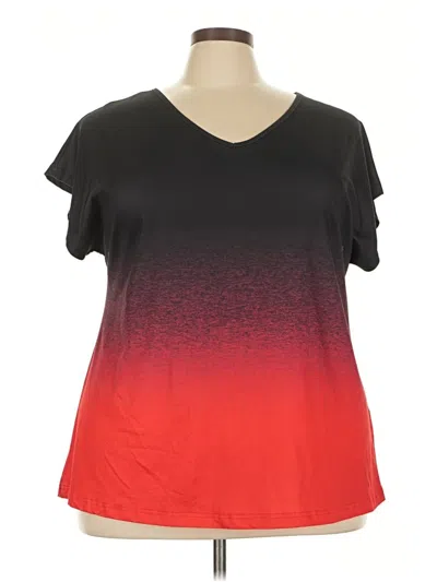 Pre-owned Shein Curve Short Sleeve Top Red V-neck Tops