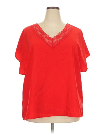Pre-owned Shein Curve Short Sleeve Top Red V-neck Tops