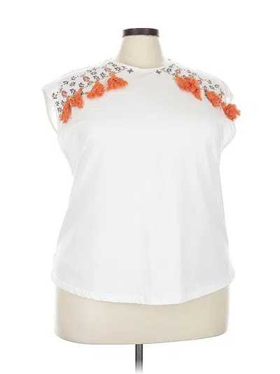 Pre-owned Shein Curve Short Sleeve Top White Mock Neckline Tops