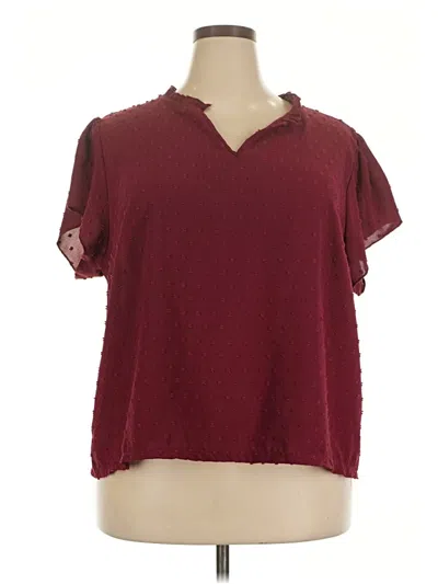 Pre-owned Shein Curve Short Sleeve T-shirt In Burgundy