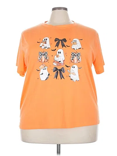 Pre-owned Shein Curve Short Sleeve T-shirt In Orange