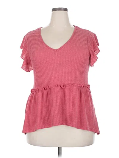 Pre-owned Shein Curve Short Sleeve T-shirt In Pink
