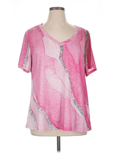 Pre-owned Shein Curve Short Sleeve T-shirt In Pink