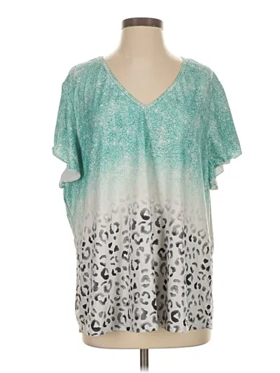 Pre-owned Shein Curve Short Sleeve T-shirt In Teal