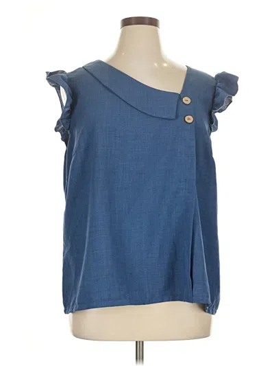 Pre-owned Shein Curve Sleeveless Blouse In Blue