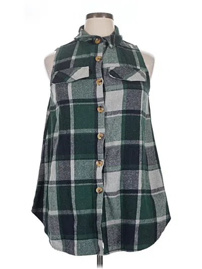 Pre-owned Shein Curve Sleeveless Blouse In Green