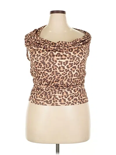 Pre-owned Shein Curve Sleeveless Top Brown Strapless Neckline Tops