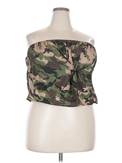 Pre-owned Shein Curve Sleeveless Top Green Strapless Neckline Tops