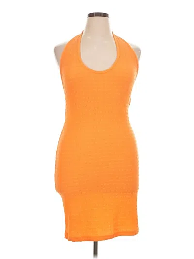 Pre-owned Shein Curve Sleeveless Top Orange Halter Neckline Tops