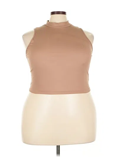 Pre-owned Shein Curve Sleeveless Top Tan Halter Neckline Tops In Brown