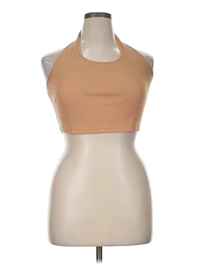 Pre-owned Shein Curve Sleeveless Top Tan Halter Neckline Tops In Brown