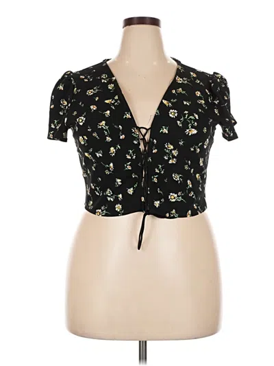 Pre-owned Shein Curve Tank Top Black Plunge Neckline Tops