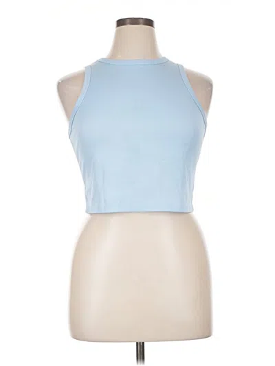 Pre-owned Shein Curve Tank Top Blue Halter Neckline Tops