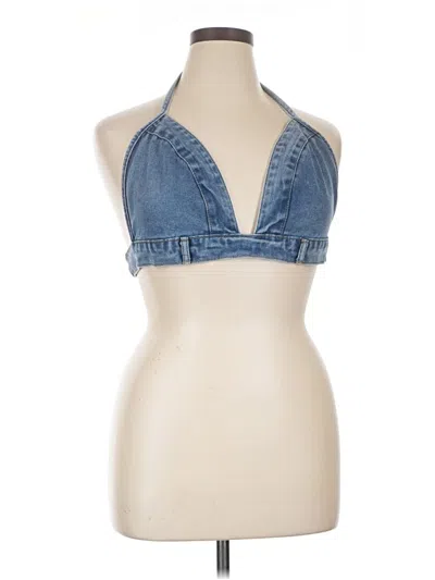 Pre-owned Shein Curve Tank Top Blue Halter Neckline Tops