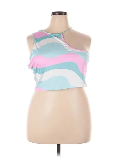 Pre-owned Shein Curve Tank Top Blue One Shoulder Neckline Tops