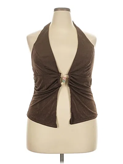 Pre-owned Shein Curve Tank Top Brown Halter Neckline Tops