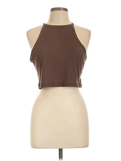 Pre-owned Shein Curve Tank Top Brown Halter Neckline Tops