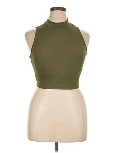 Pre-owned Shein Curve Tank Top Green Halter Neckline Tops