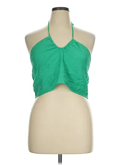 Pre-owned Shein Curve Tank Top Green Halter Neckline Tops