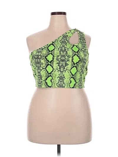 Pre-owned Shein Curve Tank Top Green One Shoulder Neckline Tops