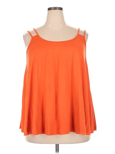 Pre-owned Shein Curve Tank Top Orange Cold Shoulder Neckline Tops